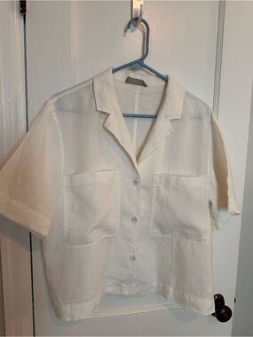 Everlane White 100% Linen Short-Sleeve Shirt in Ivory, M